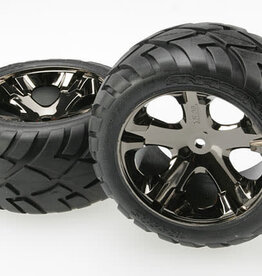 Traxxas 3773a Tires & wheels (All Star black chrome wheels, Anaconda? tires, foam inserts) (2WD electric rear)