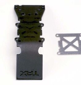 Traxxas 4937 Skidplate, front plastic (black)/ stainless steel plate