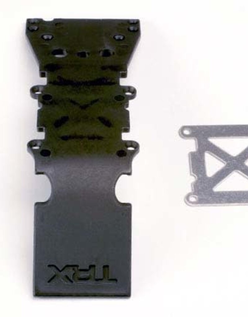 Traxxas 4937 Skidplate, front plastic (black)/ stainless steel plate