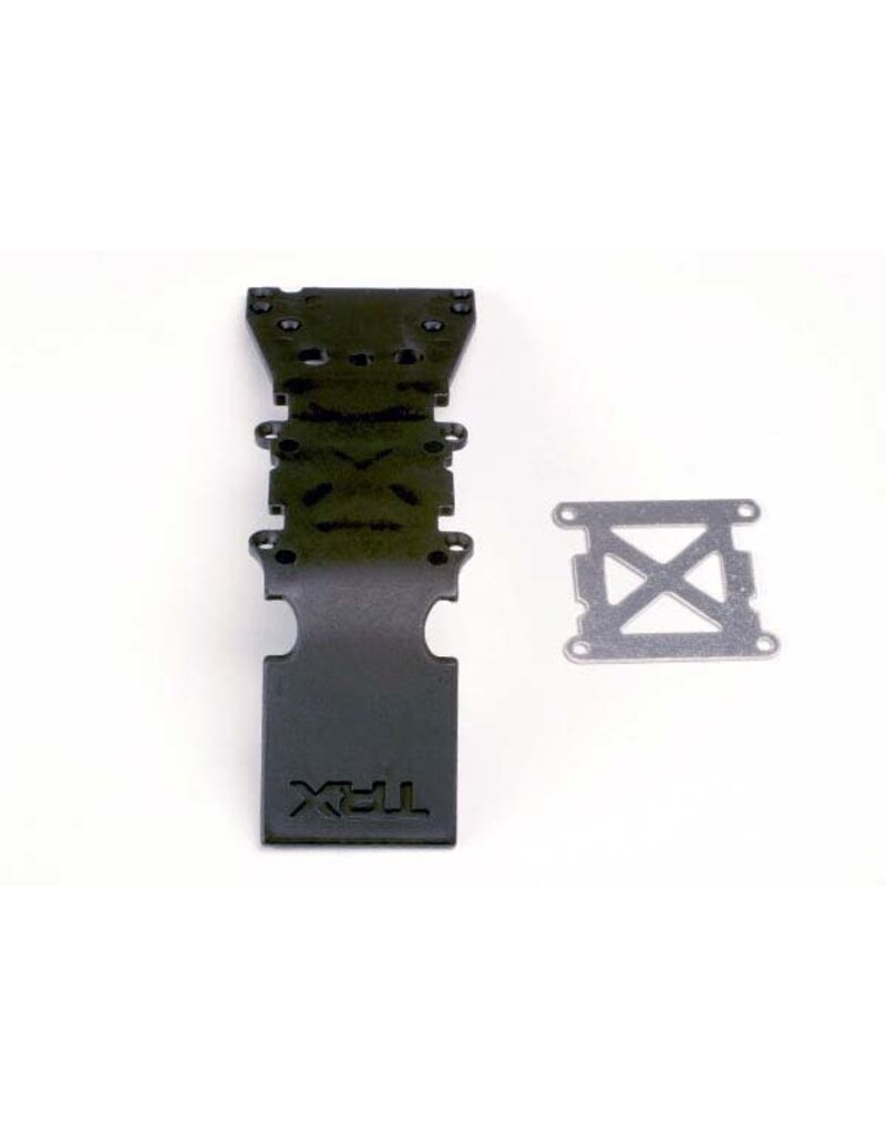 Traxxas 4937 Skidplate, front plastic (black)/ stainless steel plate