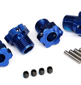 Traxxas 8654 Wheel hubs, splined, 17mm (blue-anodized) (4)/ 4x5 GS (4)/ 3x14mm pin (4)