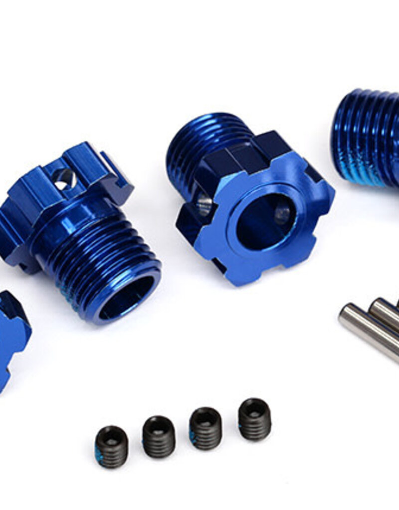 Traxxas 8654 Wheel hubs, splined, 17mm (blue-anodized) (4)/ 4x5 GS (4)/ 3x14mm pin (4)