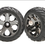 Traxxas 3777A - Tires & wheels, assembled, glued (All-Star black chrome wheels, Anaconda® tires, foam inserts) (nitro front) (1 left, 1 right)