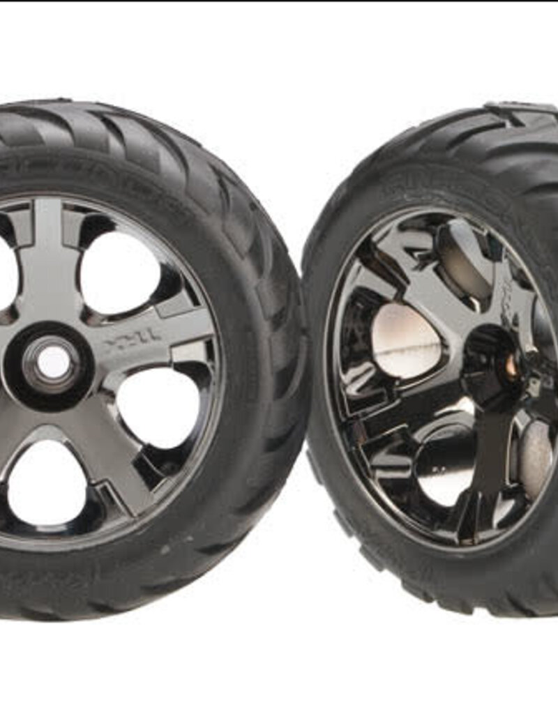 Traxxas 3777A - Tires & wheels, assembled, glued (All-Star black chrome wheels, Anaconda® tires, foam inserts) (nitro front) (1 left, 1 right)