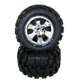 Redcat Racing BS904-015 V-Tread Wheels and Tires, Chrome (2pcs) Earthquake