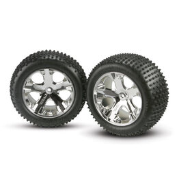 Traxxas 3770 - Tires & wheels, assembled, glued (2.8') (All-Star chrome wheels, Alias® tires, foam inserts) (2WD electric rear) (2)