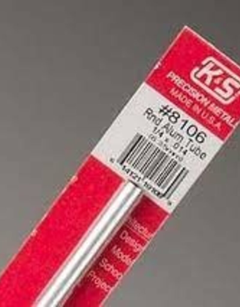 K&S KNS-8106	1/4"x12" Round Aluminum Tube .014 Wall (1)