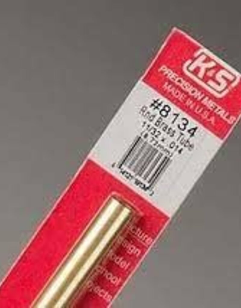 K&S KNS-8134	11/32"x12" Round Brass Tube .014 Wall (1)