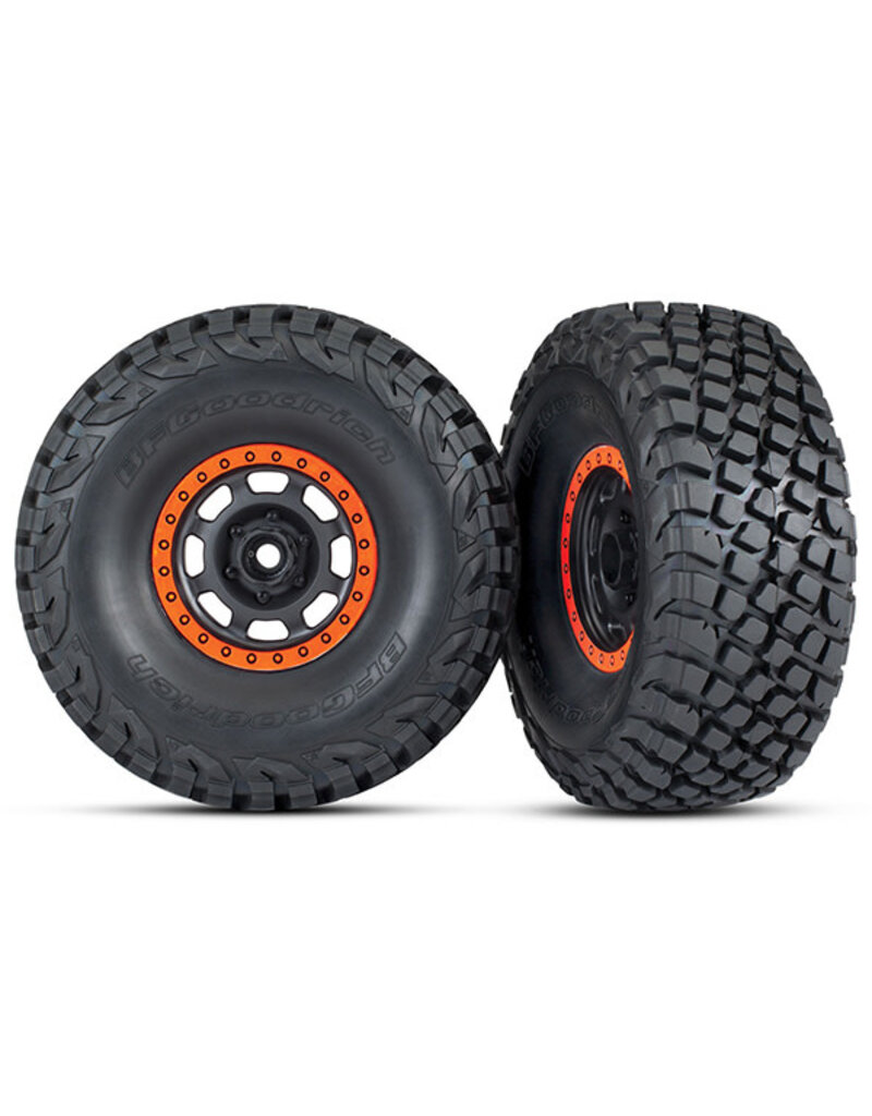 Traxxas 8472 - Tires and wheels, assembled, glued (Desert Racer® wheels, black with orange beadlock, BFGoodrich® Baja KR3 tires) (2)