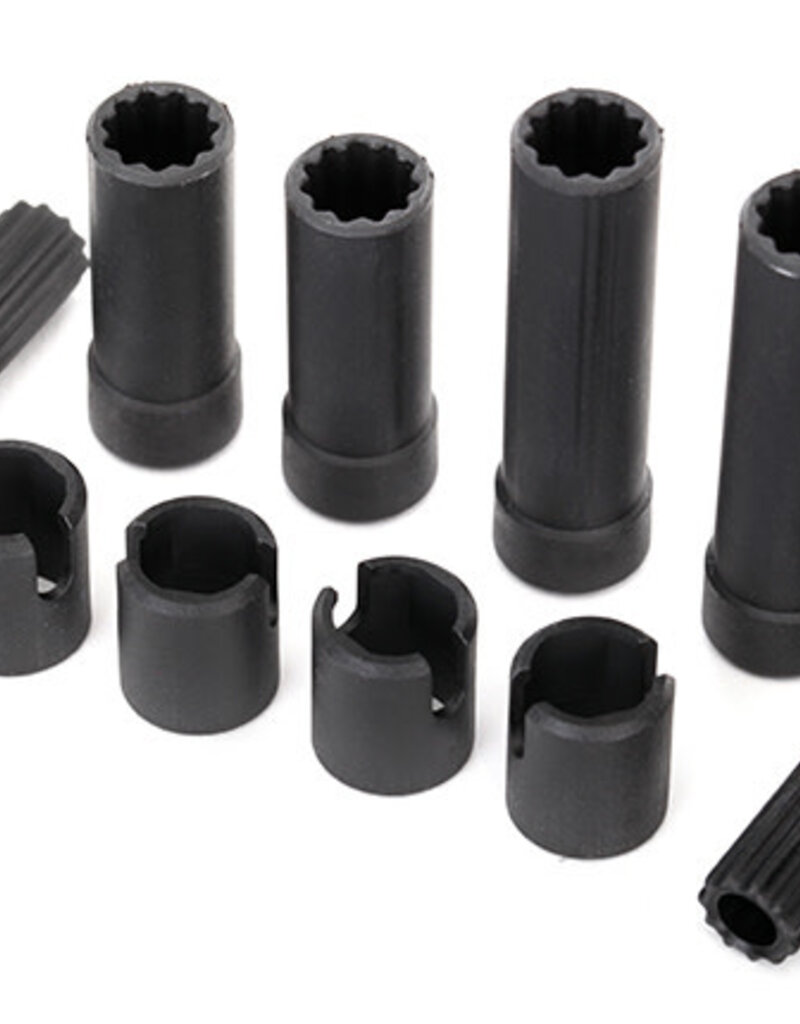 Traxxas 8250 - Half shafts, center (internal splined, front (2) & internal splined, rear (2)/ external splined (2)/ pin retainer (4)) (plastic parts only)