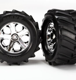 Traxxas 6771 Tires and wheels, assembled, glued 2.8' (All-Star chrome wheels, Maxx? tires, foam inserts) (2)