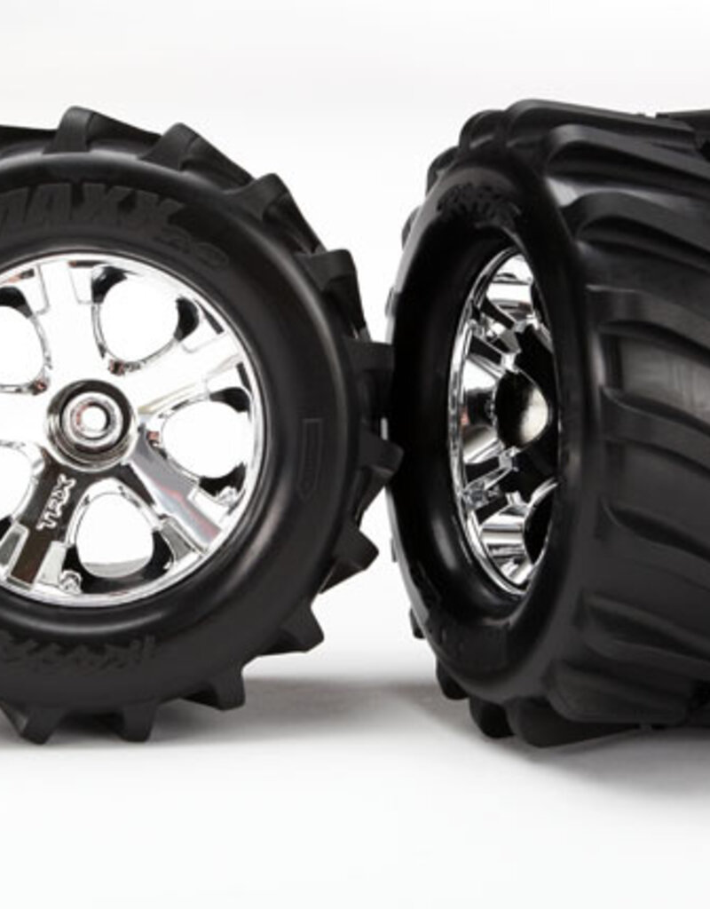 Traxxas 6771 Tires and wheels, assembled, glued 2.8' (All-Star chrome wheels, Maxx? tires, foam inserts) (2)