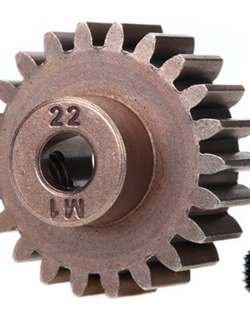 Traxxas 6495x Gear, 22-T pinion (1.0 metric pitch) (fits 5mm shaft)/ set screw (for use only with steel spur gears)