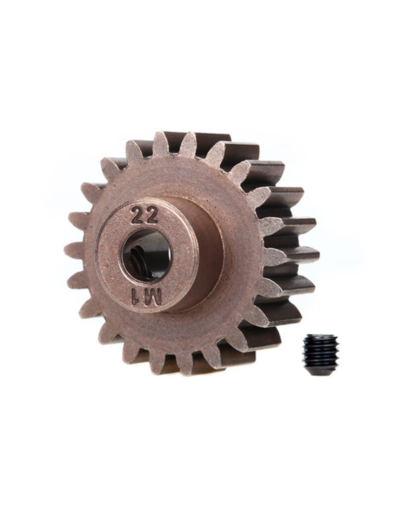 Traxxas 6495x Gear, 22-T pinion (1.0 metric pitch) (fits 5mm shaft)/ set screw (for use only with steel spur gears)