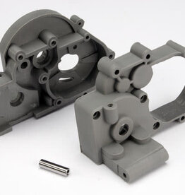 Traxxas 3691A - Gearbox halves (L&R) (grey) w/ idler gear shaft
