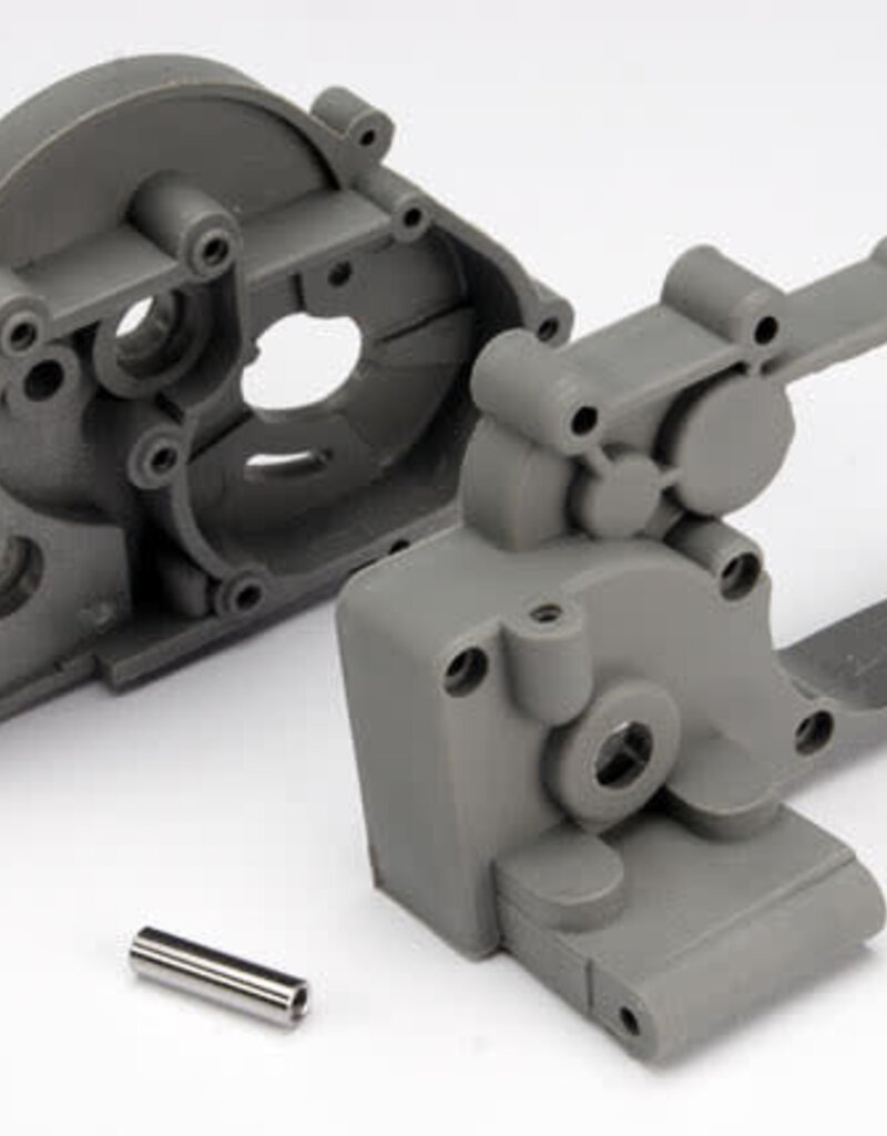 Traxxas 3691A - Gearbox halves (L&R) (grey) w/ idler gear shaft