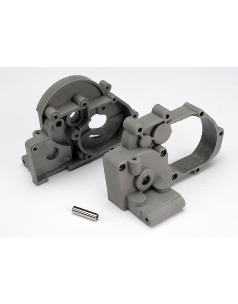 Traxxas 3691A - Gearbox halves (L&R) (grey) w/ idler gear shaft