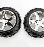 Traxxas 3773 Tires & wheels, assembled, glued (All Star chrome wheels, Anaconda? tires, foam inserts) (2WD electric rear) (1 left, 1 right)