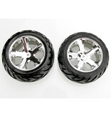 Traxxas 3773 Tires & wheels, assembled, glued (All Star chrome wheels, Anaconda? tires, foam inserts) (2WD electric rear) (1 left, 1 right)