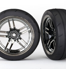 Traxxas 8373 Tires and wheels, assembled, glued (split-spoke black chrome wheels, 1.9' Response tires) (front) (2)