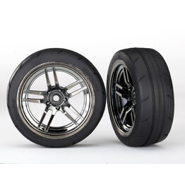 Traxxas 8373 Tires and wheels, assembled, glued (split-spoke black chrome wheels, 1.9' Response tires) (front) (2)