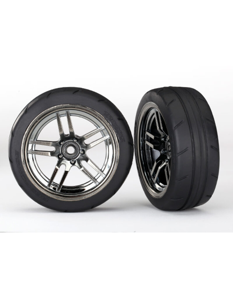 Traxxas 8373 Tires and wheels, assembled, glued (split-spoke black chrome wheels, 1.9' Response tires) (front) (2)