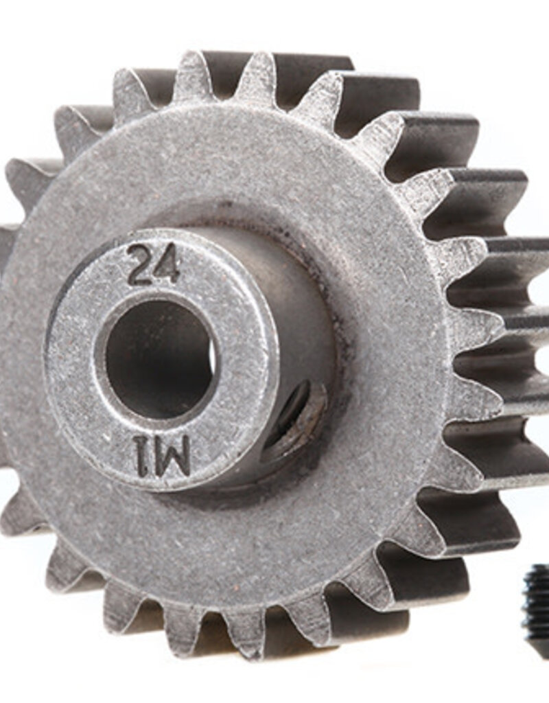 Traxxas 6496x Gear, 24-T pinion (1.0 metric pitch) (fits 5mm shaft)/ set screw (for use only with steel spur gears)