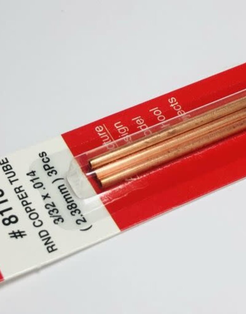 K&S KNS-8118	3/32"x12" Round Copper Tube .014 Wall (3)