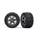 Traxxas 6773x Tires & wheels, assembled, glued (2.8') (RXT black chrome wheels, Talon Extreme tires, foam inserts) (4WD electric front/rear, 2WD electric front only) (2) (TSM rated)