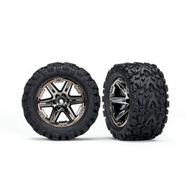 Traxxas 6773x Tires & wheels, assembled, glued (2.8') (RXT black chrome wheels, Talon Extreme tires, foam inserts) (4WD electric front/rear, 2WD electric front only) (2) (TSM rated)