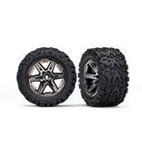 Traxxas 6773x Tires & wheels, assembled, glued (2.8') (RXT black chrome wheels, Talon Extreme tires, foam inserts) (4WD electric front/rear, 2WD electric front only) (2) (TSM rated)