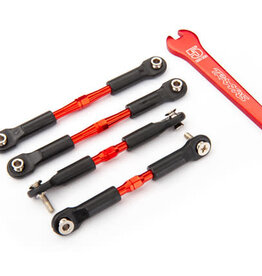 Traxxas 3741X - Turnbuckles, aluminum (red-anodized), camber links, front, 39mm (2) camber links, rear, 49mm (2) (assembled with rod ends & hollow balls)/ aluminum 5mm wrench (red-anodized)