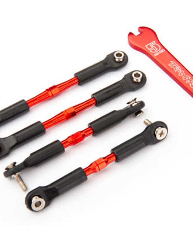 Traxxas 3741X - Turnbuckles, aluminum (red-anodized), camber links, front, 39mm (2) camber links, rear, 49mm (2) (assembled with rod ends & hollow balls)/ aluminum 5mm wrench (red-anodized)