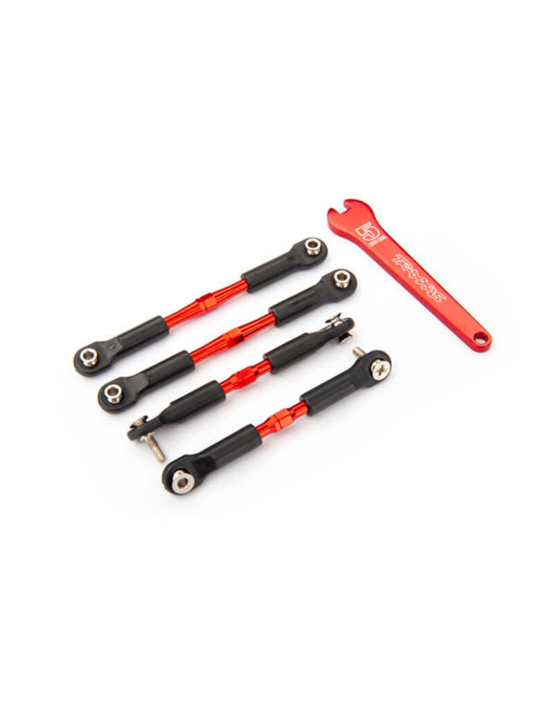 Traxxas 3741X - Turnbuckles, aluminum (red-anodized), camber links, front, 39mm (2) camber links, rear, 49mm (2) (assembled with rod ends & hollow balls)/ aluminum 5mm wrench (red-anodized)