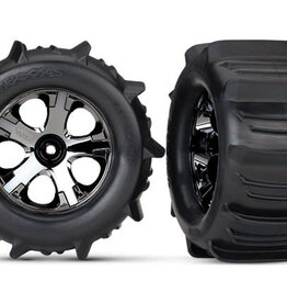 Traxxas 4175 - Tires & wheels, assembled, glued (2.8') (All-Star black chrome wheels, paddle tires, foam inserts) (nitro rear/ 4WD electric front/rear) (2) (TSM rated)