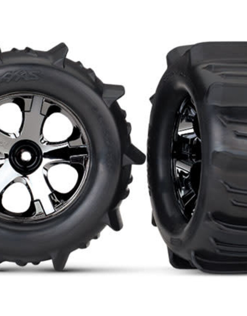 Traxxas 4175 - Tires & wheels, assembled, glued (2.8') (All-Star black chrome wheels, paddle tires, foam inserts) (nitro rear/ 4WD electric front/rear) (2) (TSM rated)