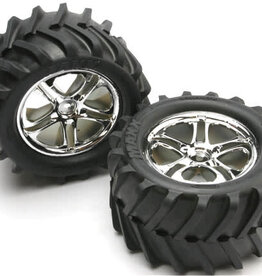 Traxxas 5173 - Tires & wheels, assembled, glued (SS (Split-Spoke) chrome wheels, Maxx® Chevron tires, foam inserts) (2) (fits Revo®/T-Maxx®/E-Maxx with 6mm axle and 14mm hex)