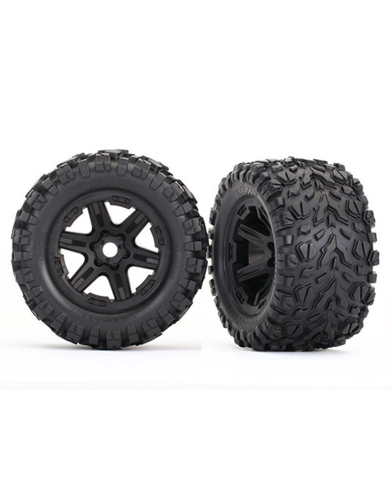 Traxxas 8672 - Tires & wheels, assembled, glued (black wheels, Talon EXT tires, foam inserts) (2) (17mm splined) (TSM rated)