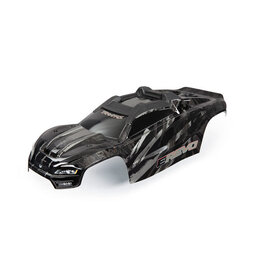 Traxxas 8611R - Body, E-Revo, black/ window, grille, lights decal sheet (assembled with front & rear body mounts and rear body support for clipless mounting)
