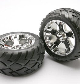 Traxxas 5577R - Tires & wheels, assembled, glued (All-Star chrome wheels, Anaconda® tires, foam inserts) (nitro front) (1 left, 1 right)