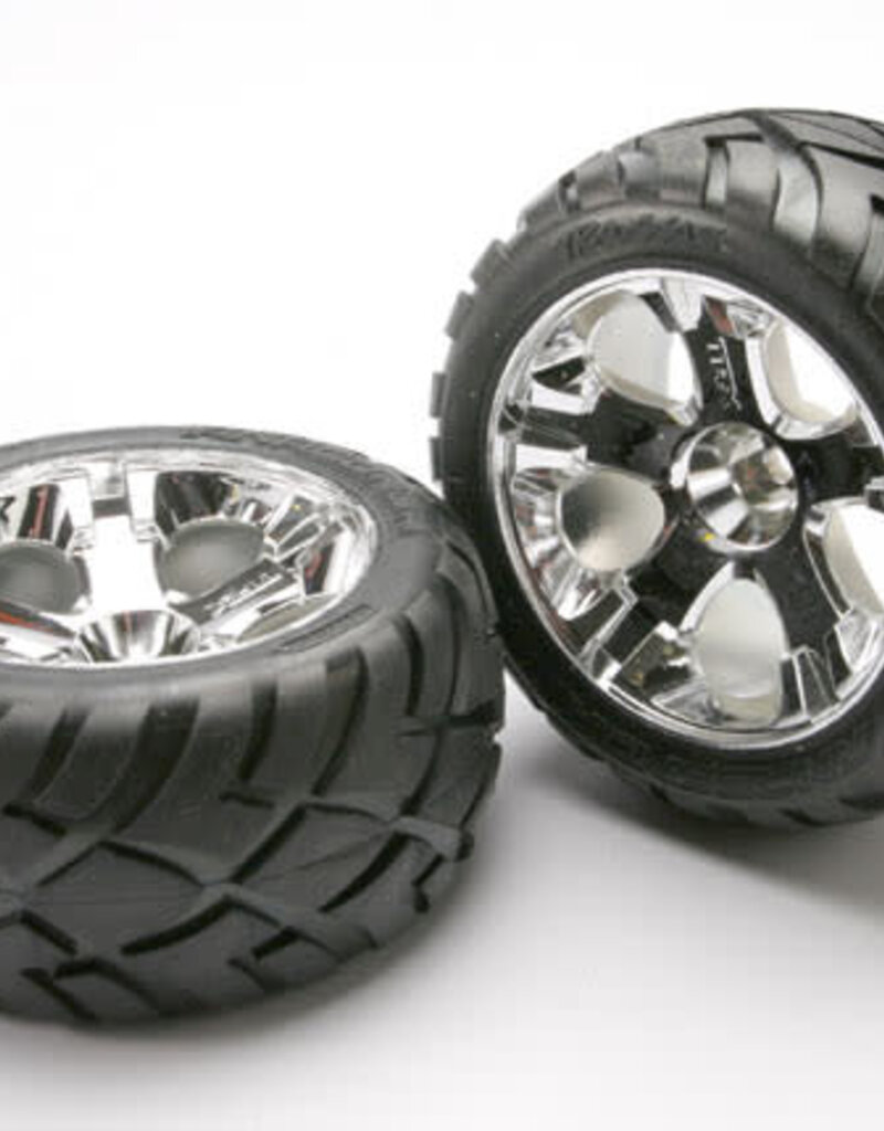 Traxxas 5577R - Tires & wheels, assembled, glued (All-Star chrome wheels, Anaconda® tires, foam inserts) (nitro front) (1 left, 1 right)