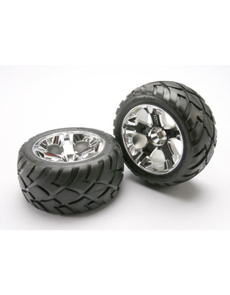 Traxxas 5577R - Tires & wheels, assembled, glued (All-Star chrome wheels, Anaconda® tires, foam inserts) (nitro front) (1 left, 1 right)