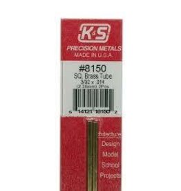 K&S KNS-8150	3/32"x12" Square Brass Tube .014 Wall (2)