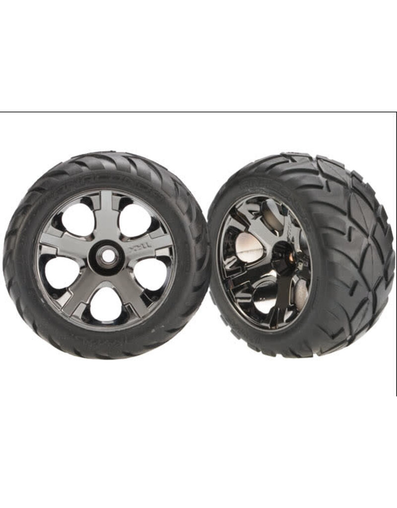 Traxxas 3777A - Tires & wheels, assembled, glued (All-Star black chrome wheels, Anaconda® tires, foam inserts) (nitro front) (1 left, 1 right)