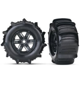 Traxxas 7773 - Tires & wheels, assembled, glued (X-Maxx® black wheels, paddle tires, foam inserts) (left & right) (2)