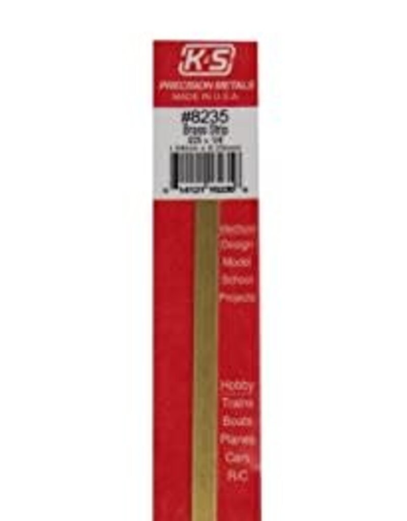 K&S KNS-8235	.025"x1/4"x12" Brass Strips (1)