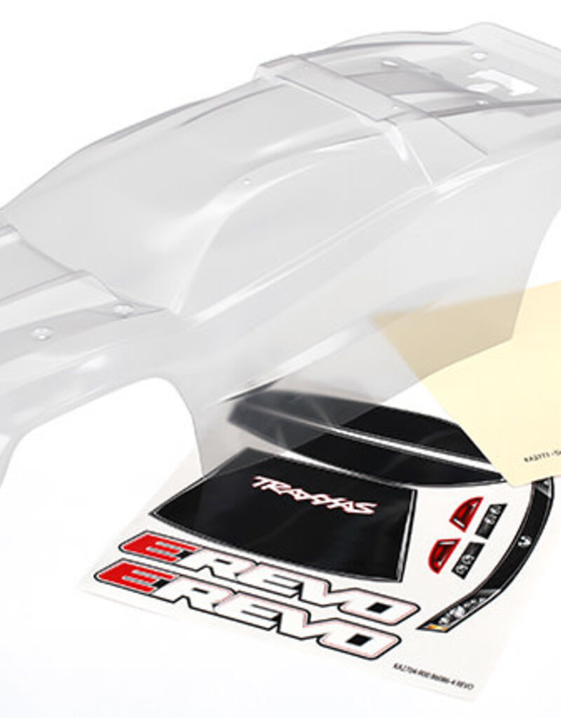 Traxxas 8611 - Body, E-Revo® (clear, requires painting)/ window, grille, lights decal sheet