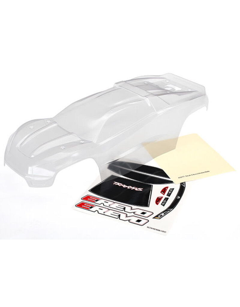 Traxxas 8611 - Body, E-Revo® (clear, requires painting)/ window, grille, lights decal sheet