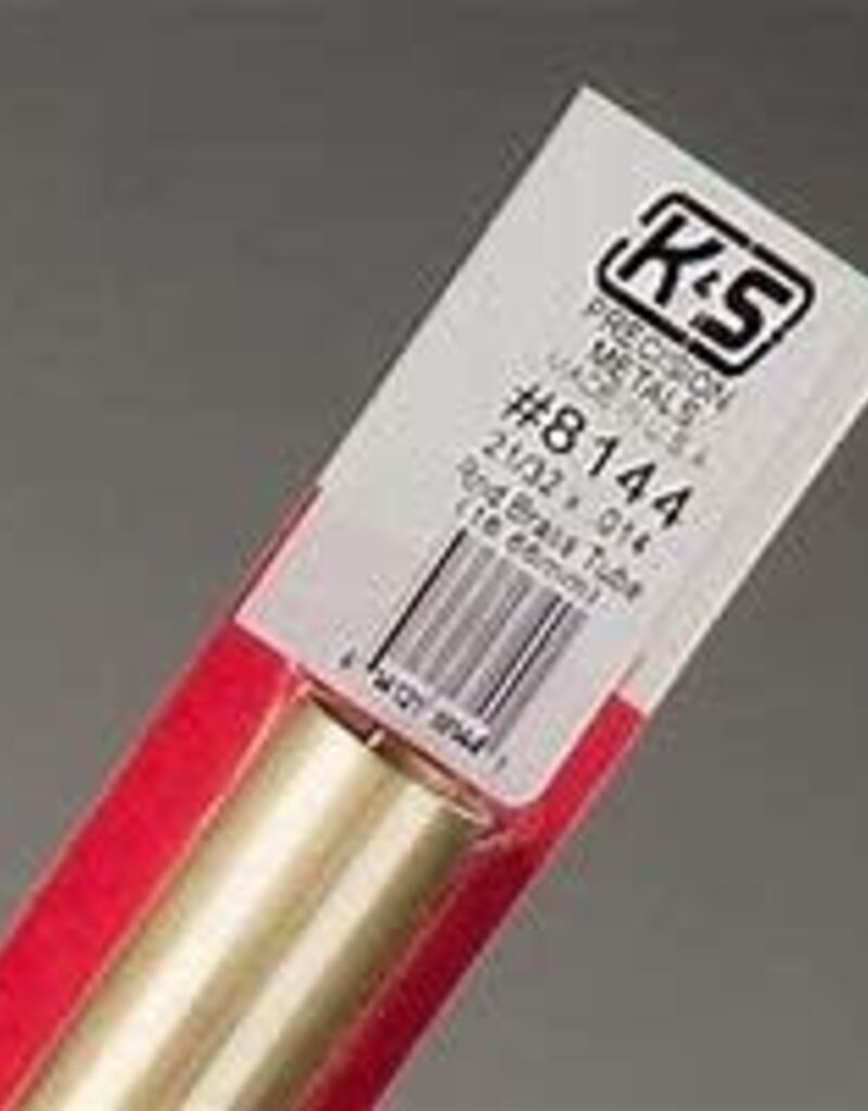 K&S KNS-8144	21/32"x12" Round Brass Tube .014 Wall (1)