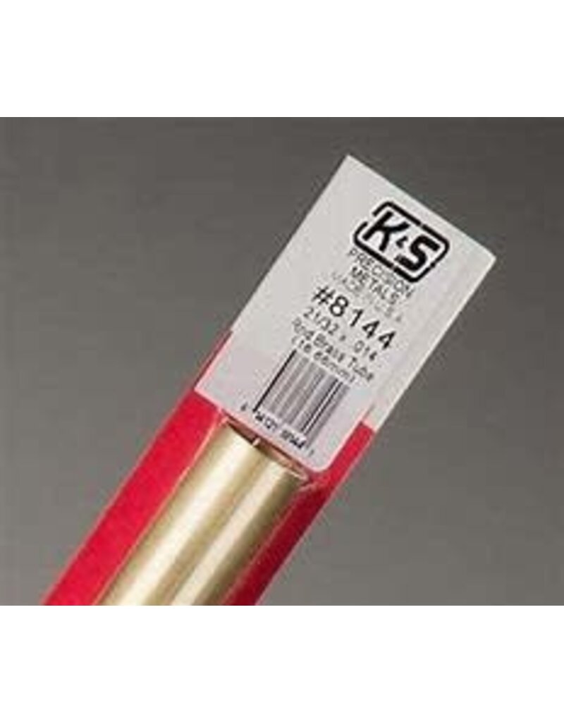 K&S KNS-8144	21/32"x12" Round Brass Tube .014 Wall (1)